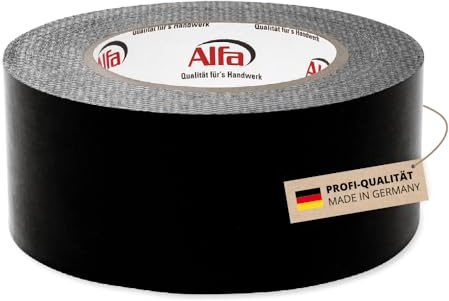 Alfa UV-Black Fassadenband 50 mm x 25 m – UV-beständiges Klebeband | Profi-Qualität - Hohe UV- und Witterungsbeständigkeit - Aggressive Klebkraft - Nimmt leichte Bauteilbewegungen auf