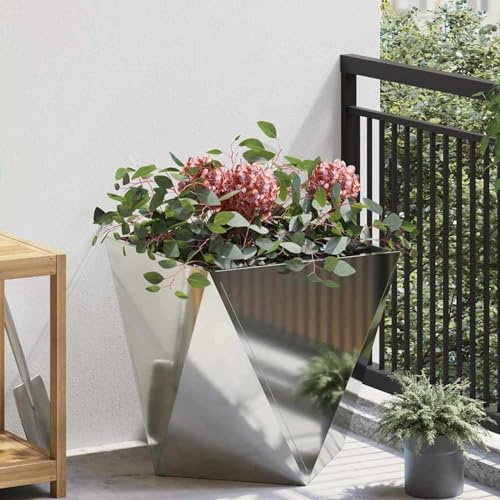 Swpsd Planter Silver 50 x 50 x 50 cm Galvanised Steel flowerpot Model883846