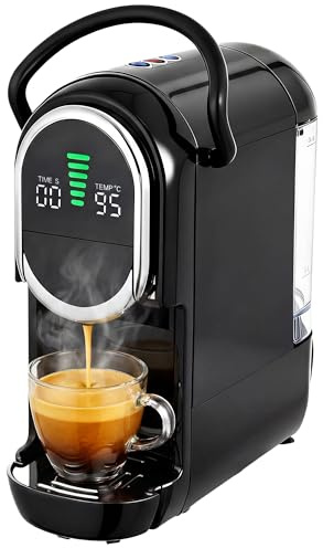 HOMCOM Pod Coffee Machine for Nespresso Original, Dolce Gusto Capsule and Ground Coffee, Small Semi Automatic Coffee Maker with 19 Bar Pump and 0.6L Water Tank for Home Office, Black