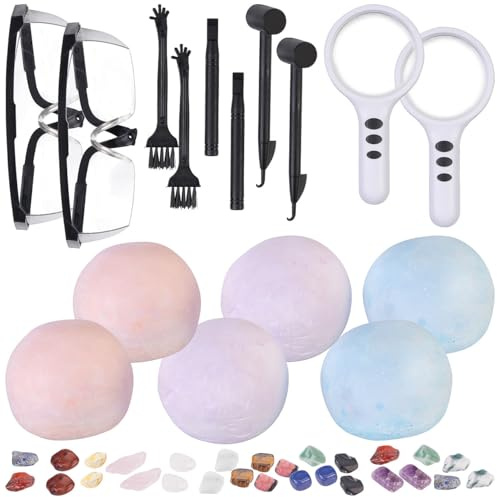 Playtastic Kinder Ausgrabungsset: 2er-Set Edelsteine-Ausgrabungssets mit je 15 Steinen, ab 6 Jahren (Ausgrabungsspielzeuge, Mineralien)