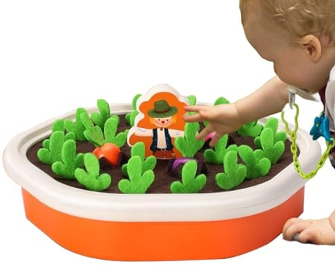 Möhren Ziehspielzeug - Farbiges Memory Karotten Steckspiel, Holz | Professionelles Lernspielzeug Für Feinmotorik Und Vorschulbildung Plus Karotten Ernte Spielset Objekt
