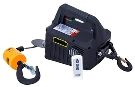 EJUOYO Paranco Elettrico Paranco Elettrico Portatile 3 in 1 con Telecomando Wireless, verricello, Gru, Gancio e puleggia. Verricello Elettrico(Remote Control,500 kg 7.6M)