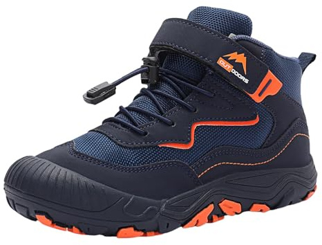Scarpe da trekking per bambini ragazzi ragazze Mid Top Stivali da trekking in rete traspirante calzature da trekking con gancio e anello lacci elastici anti collisione punta suola in gomma antiscivolo