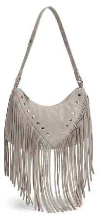 SOLY HUX Women's Tassel Fringe Cowgirl Hand Bag Boho Summer Vintage Studded Shoulder Bags Faux Leather Western Purse for Going Out Music Festival Travel