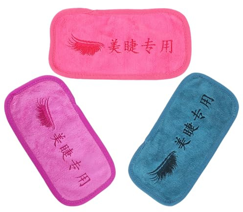 VILLCASE 3 Pièces Coussinets Porte-faux Cils en Tissu Doux pour Extension de Cils, Serviette Cosmétique Confortable sans Irritation pour Soins de Beauté et Maquillage