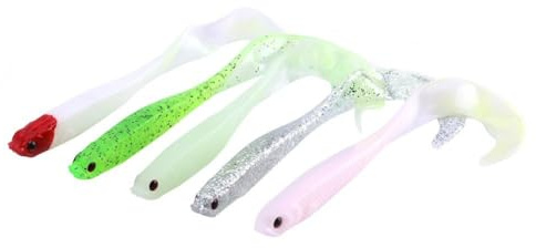 Alomejor Señuelos de Pesca de la Cola Señuelos de Pesca Suaves PVC cebos de Pesca Suaves Artificiales Señuelos de Gusano de Vida Real para Accesorios de Pesca