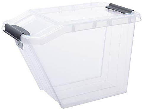 Plast Team Pro Box Aufbewahrungsbox mit Deckel und QR-Code Stapelbar Transparent (58L)