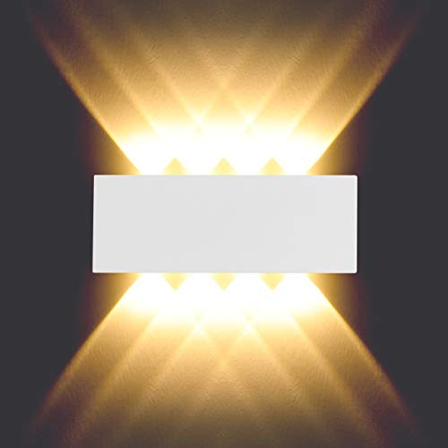 BELLALICHT 8W LED Wandleuchte Innen - Aluminium Up Down Spotlicht Wandlichter Wandlampe, IP54 Wasserdicht für Wohnzimmer Schlafzimmer Flur Treppe Warmweiß