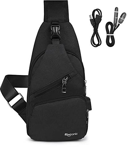 flintronic Brusttasche,Messenger Sling bag mit Verstellbarem,Herren Taschen Rucksack Umhängetaschen Schultertasche Reisetaschen für Männergeschäft,Shoppen,Wandern(Kommt mit 1 USB-Datenkabel)