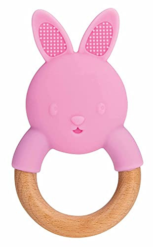 Nuby - Beissring aus Buchenholz und Silikon – Hase- 3m+