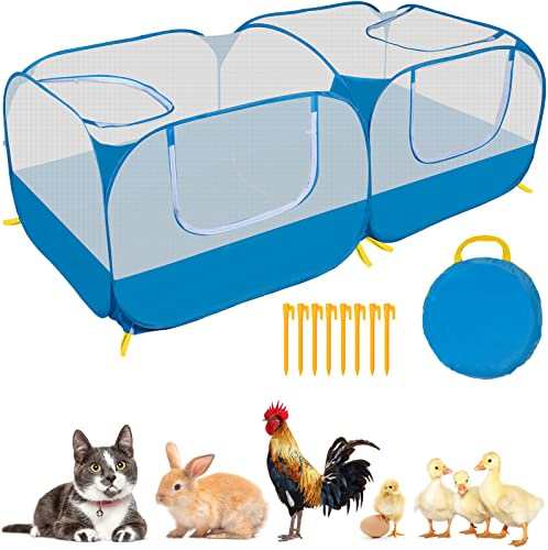 73 Large Small Animal Playpen with Detachable Bottom, Portable Chicken Coop Run and Chick Brooder, Pop Up Pet Enclosure Tent for Guinea Pigs, Bunnies, Puppies, Cats, Indoor/Outdoor Exercise Pen