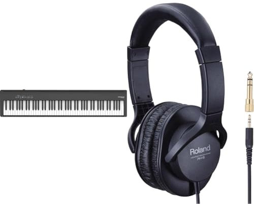 Roland Fp-30X Digital Piano, The Super-Popular Portable Piano—Upgraded (Black) & RH-5 Monitor Headphones for Everyday Music Making And Audio Playback,Black