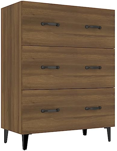 vidaXL Sideboard mit 3 Schubladen Kommode Anrichte Schrank Beistellschrank Mehrzweckschrank Schubladenschrank Braun Eichen-Optik 69,5x34x90cm Holzwerkstoff