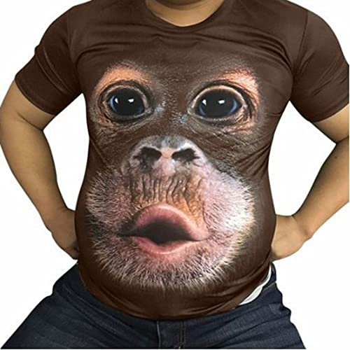 URPIZY Camiseta de manga corta con estampado 3D para hombre, informal, deportiva, diseño de gorila