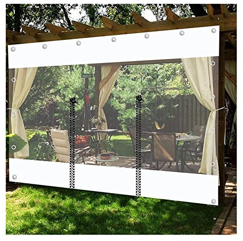 WZYJLyds Panneau Latéral de Bâche de Gazebo avec Porte à Fermeture éclair, Rideaux de Bâche Bâche Étanche Claire Blanc pour Terrasse Porche Pergola