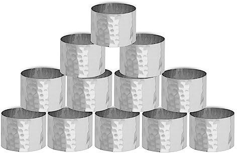 Ajuny Handgefertigter Serviettenring aus Metall silberfarben rund dekorative Serviettenhalter für Tisch dekorativ Abendessen Hochzeit Esszimmer Partys Tisch Büro Heimdekoration 6er-Set