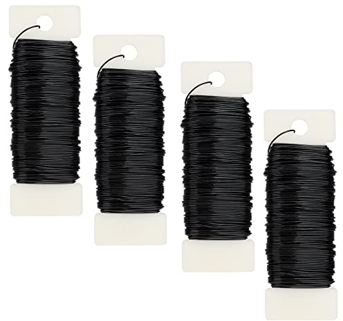 4 Rolls Floral Wire 152 Yards 22 Gauge Black Florist Wire Flexible Floral Wire Febwind Flexible Paddle Wire for Flower Arrangement Garland Floral Handicrafts Wreaths Plant Crafts
