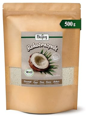Biojoy BIO Kokosraspeln getrocknet, ungesüßt und ungeröstet, 500 g | Kokosflocken, ungeschwefelt, ohne Zuckerzusatz