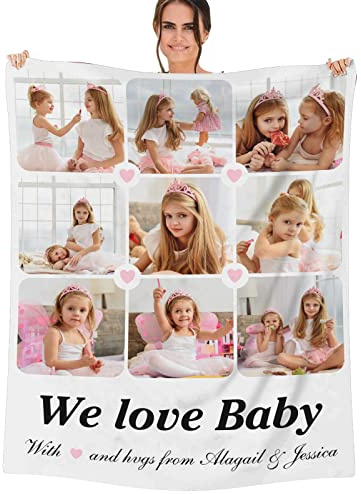 NIBESSER Personalisierte Decke Mit Foto Text Super Weich Personalisierte Fotodecke Personalisierte kuscheldecke Collage, für Geburtstag Weihnachten Hochzeit Jahrestag Geschenk