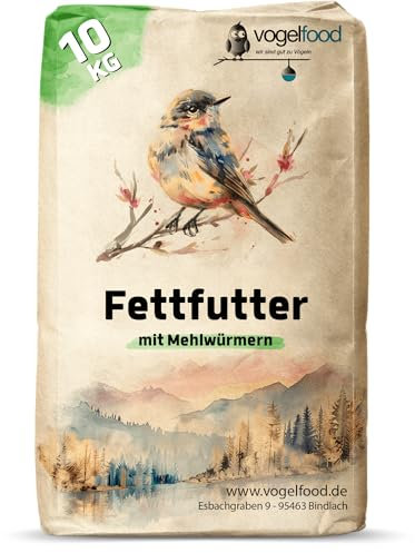 Vogelfood 10 kg Fettfutter mit Mehlwürmern für Wildvögel