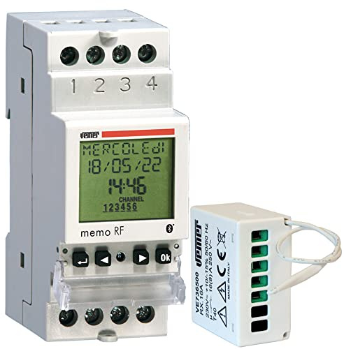VEMER VE794800 SET MEMO RF - Set composto da 1 Interruttore Digitale con Programmazione Oraria o Astronomica + 1 Attuatore Remoto RF, Bianco