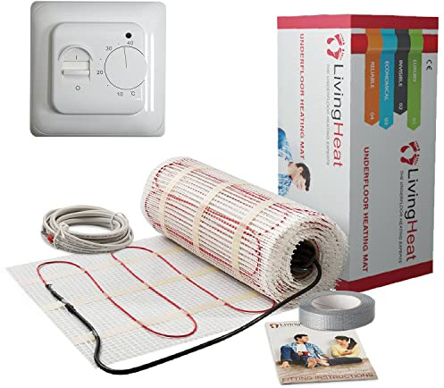 Electric Underfloor Heating Mat Kit 4/m² - 200w /m² with M1 Manual Thermostat