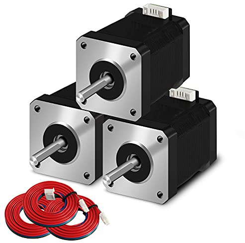 iMetrx Nema 17 Schrittmotor 42x60mm (3 Stück/Pack) 1,5 A-3,8 V 2 Phasen 4 Drähte 1,8 Grad mit 1 Meter Kabel für 3D Drucker Stepper Motor