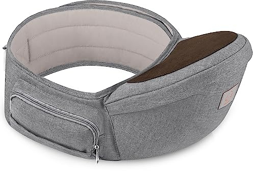 GAGAKU Baby Hüftsitz Leichte Taille Hocker 4 Tragepositionen für Kinder 0-36 Monate Neugeborenes Polyester - Grau