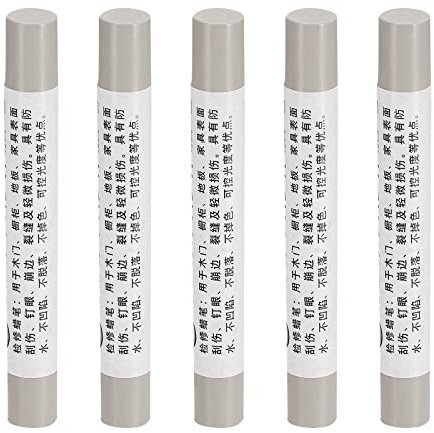 sourcing map 5Stk Möbel Reparatur Buntstifte Wachsfüllstift Ausbessern Stift Marker - für Kratzer Tische Holzböden Abdeckplatten Grau