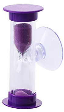 2/3 Minute Plastic Sand Timer Hourglass Sand Clock with Suction Cup Time Funnel Shower Timer Tooth Brushing Time Reminder (Purple_3 Minute)