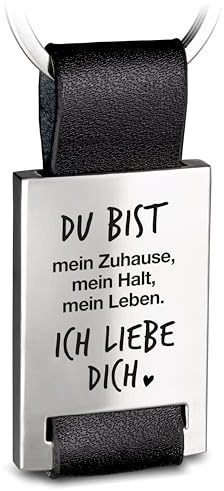 FABACH Schlüsselanhänger mit Gravur aus Leder - Ich Liebe Dich für Partner - Geschenk für Freundin und Paare - Du Bist Mein Zuhause