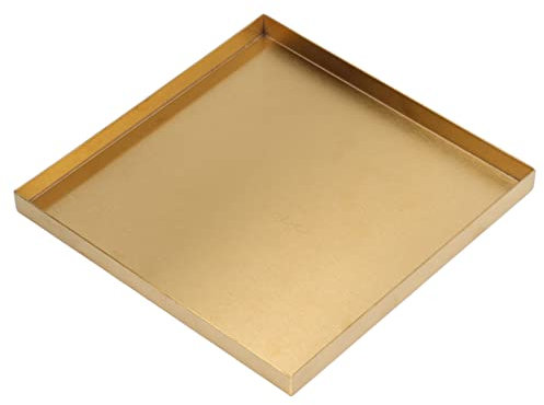 Tomotato Serviertablett Edelstahl, 20x20cm Gold Quadratisch Dekoratives Tablett für Kosmetik Schminktisch Badezimmer, Organizer Aufbewahrung Kommode Nachttisch, Kerzenhalter Dessert Servierplatte