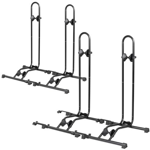 CyclingDeal Bike Floor Stand Parking Rack - for 20-29 Mountain MTB & Road Bikes with Tire Width up to 2.4 or 5 Fat Bike - Bicycle Indoor Outdoor Garage Storage - Max Tire Width 2.4” for 4 Bikes
