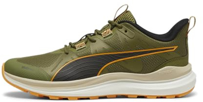 Puma Mens Reflect Lite Trail Running Shoe, Olive Green-Putty-Clementine, 12