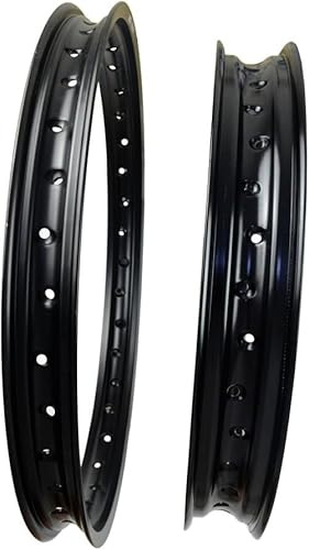 AHL Jantes moto avant/arrière 6061 cercles de jantes en aluminium aérospatial(1.60x21/2.15x18,36 trous，Noir)