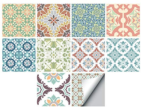 Alwayspon Lot de 30 stickers muraux autocollants Peel&Stick, carreaux effet carrelage 20x20cm en PVC auto-adhésifs pour carrelage, décalcomanies pour cuisine, salle de bain et décoration intérieure