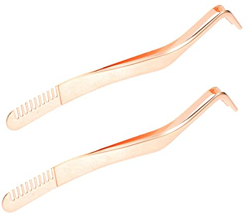 Angoily Wimpernpinzette Praktisches und Sicheres Applikatorwerkzeug aus Edelstahl mit Kamm 2 Stück und Präzises Anbringen für Wimpernverlängerung bei Make Up Anwendungen