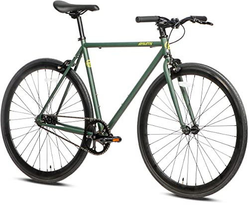 AVASTA Single-Speed Fixed Gear Urban Commuter Bike for Women and Men, Lightweight Unisex Fixie Bike, Flat Handlebar Flip Flop Hub City Road Bicycle, 58 Color Green