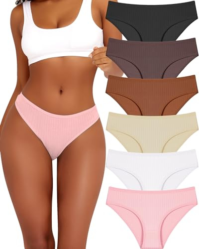 BeReady Confezione da 6 Mutande da Donna in Cotone Elasticizzato Slips Cotone Hipster comode Biancheria Intima Cotone Intimo Traspirante Slip da Donna Confezione Multipla S-XL,A-6er，S