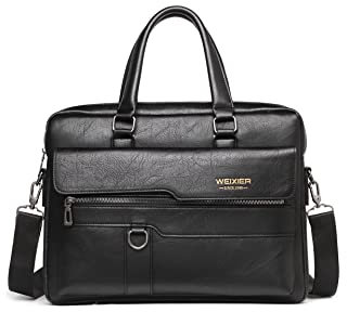 LXJYDN Schultertasche Männer Business Casual Pu Schultertasche Pendler Handtasche Computer Messenger Bag-Schwarz