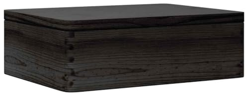 vidaXL Holzkiste mit Deckel Schwarz 40x30x13 cm Massivholz Kiefer