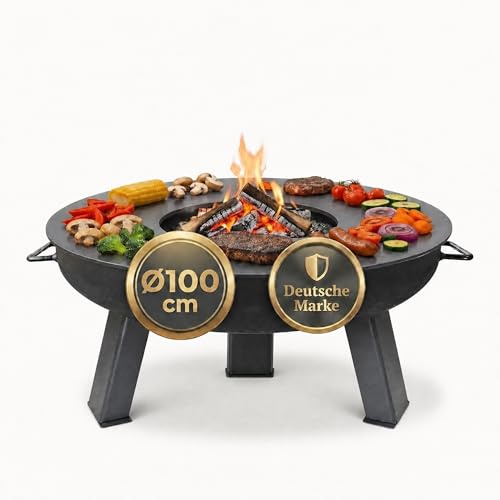 SOUK ONE Plancha Ø 100 cm Feuerring Feuerplatte Grillring für Feuerschale oder Feuertonne - Grillplatte aus Stahl 4mm Dick (Lieferumfang 1x Plancha ohne Feuerschale)
