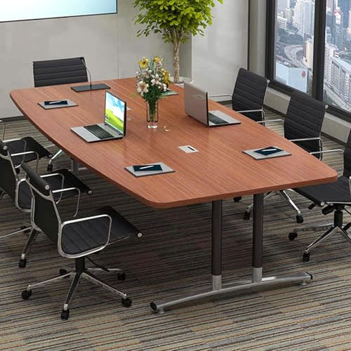 DRFGNF Konferenztische fürs Büro, Besprechungstisch in Bootsform, großer Seminartisch für Geschäftsschulungen, moderner, einfacher Computertisch fürs Büro, einfache Montage (braun, 80 cm)
