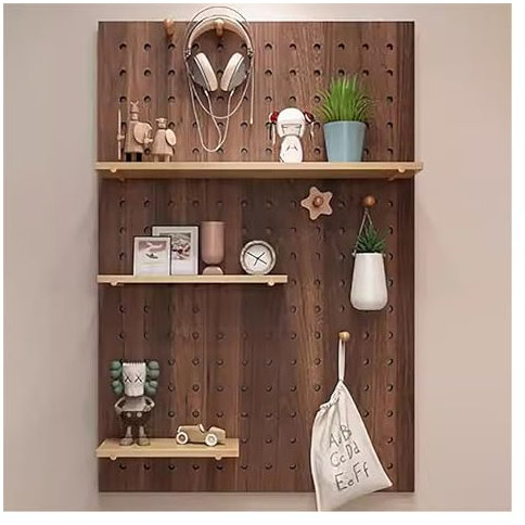 Rangement mural en panneau perforé, panneaux perforés en bois, organisateur mural en panneau perforé, panneau perforé mural, organisateur de panneau perforé pour le bureau à domicile (couleu