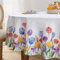 Softalker Tischdecke rund 120 cm abwaschbare Frühling Tulpe Tischdecken Outdoor Wasserabweisend Gartentisch kleine Tischtuch weiß Tischwäsche Sommer Deko Balkon Party Hochzeiten Geburtstag Festliche