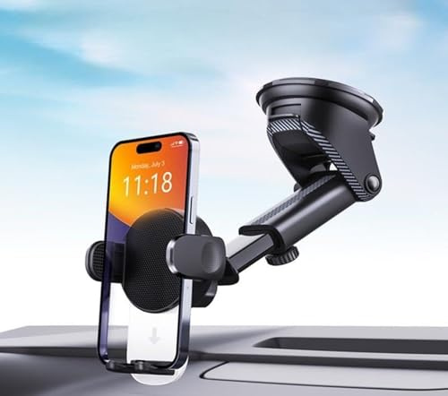 Upgraded 2025 Universal Car Phone Holder Strongest Suction Cup Base 360° Temperature Resistant Rotation Telescopic Adjustable Arm Adjustable Dashboard & Windscreen for All Smartphones All cars