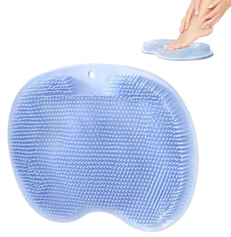 OUDQFCJ 1 Stück Fußbürste Fußwäscher Rutschfeste Fußschrubber Dusche Fusswaschmatte Silikon Rückenschrubber mit Saugnäpfen für Reinigt Peeling Massage (Blau)