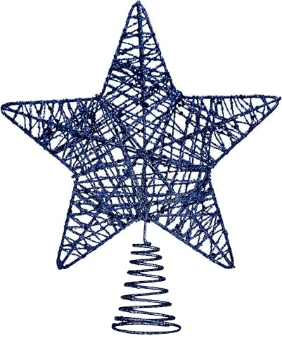Christmas Tree Topper Decoration Christmas Tree Star Decorations Navy Blue Glitter Star for Xmas Tree Festive Decs