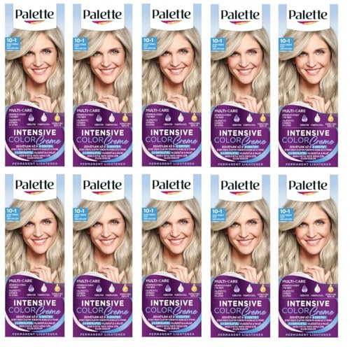 (Pack of 10) Palette Intensive Color Cream 10-1 (C10) Frosty Silver Blond Hair Color- Full Box - with English instruction leaflet