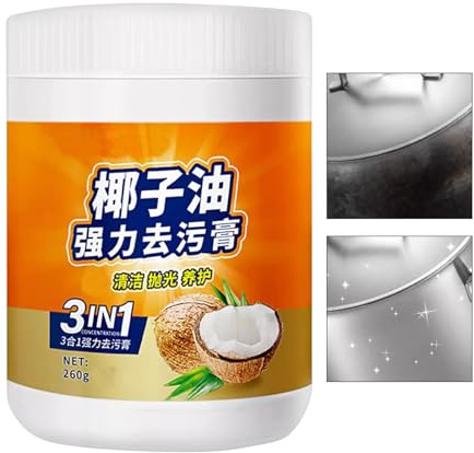 Pasta Pulitore Cucina, 260g Pulitore Multiuso Stoviglie per Cucina, Crema Lucidante Pulizia Profonda per Casa Ristorante Stoviglie Piano Cottura Top Porcellana Metallo